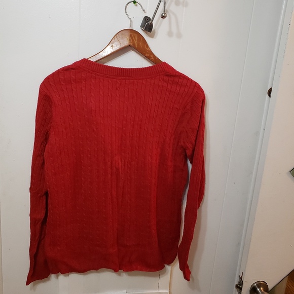 Laura Scott Deep Red Button Down Cardigan - Picture 2 of 2